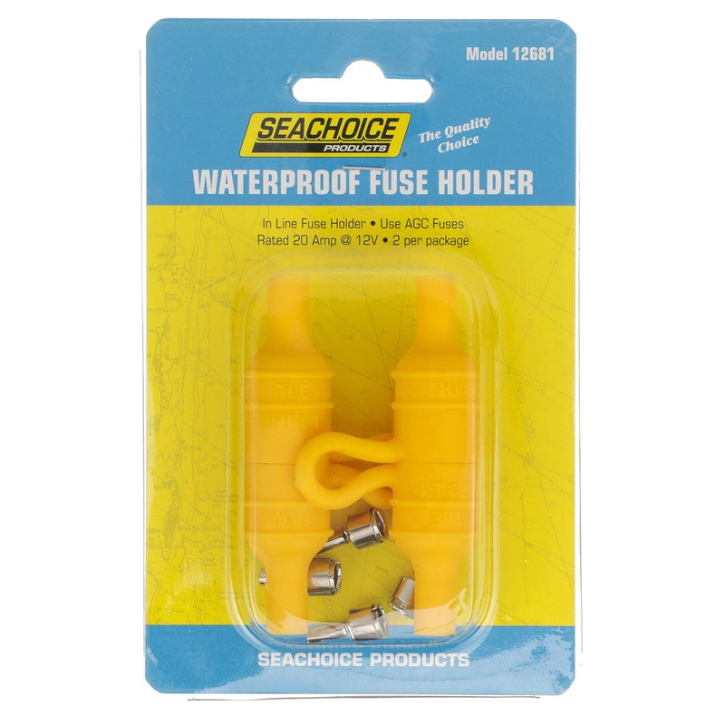 Seachoice in-Line Fuse Holder, Waterproof, 20 Amp Fuse,Yellow/Silver