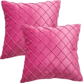 GONOVE Cushion Covers 40 X 40cm Soft Velvet Square Throw Pillow Cases Set of 2 Decorative Fluffy Pillow Covers Rose Red Pillowcases for Home Couch Sofa Bed