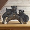 BLACK FOREST DECOR Bears on Log Sculpture, Polyresin, 12 1/2"