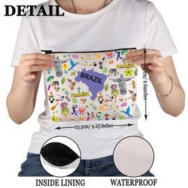 PWHAOO Brazil Lover Gift Brazil Icons Makeup Bag Moving to Brazil Cosmetic Bag Welcome to Brazil Souvenir Gift Brazil Vacation Gift (Brazil Icons M C)