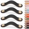 LEREATI 4 Pack Leather Drawer Pulls Black Cabinet Handles 5
