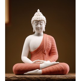 Houlu 6 Inch Ceramic Red Buddha Statue for Outdoor & Home Decor