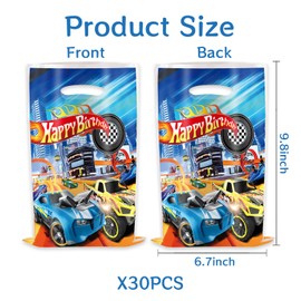 30Pcs Hot Cars Theme Party Decorations Goodies Candy Gift Bags for Party Favor Candy Goodie Treat Bags with Shopping for Birthday Wedding Baby Shower