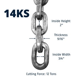 ABUS Hardened Steel 14KS 6 Foot x 9/16" Thick Square Security Chain for Bikes, Containers, Trailers, ATV's, Motorcycles and Personal/Industrial Property