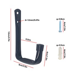 GIVIHGETI Pack of 6 Heavy Duty J Hooks 12 cm x 9 cm Garage Ladder Hooks Heavy Duty 20 kg Robust Wall Hooks for Screwing Hanging J Hooks for Storage of Garden Tools, Bags, Hoses