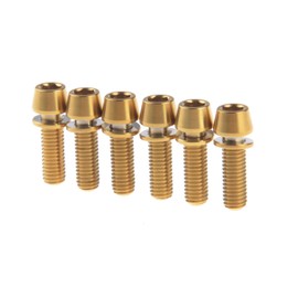 Titanium Gr5 M5x16mm Allen Tapered Head Bolts Screw with Washer for Bicycle Stem Pack of 6 (Gold)