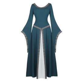 Hengzhifeng Renaissance Costume Women Medieval Dress Queen Gown Retro Role Play Dress Up (Medium, Dark Green)