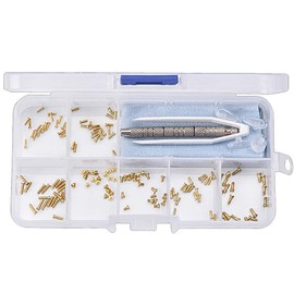 ofone Eyeglass Repair Kit, Eye Glass Repairing Kit with 140pcs Tiny Gold Screws Nose Pads Precision Screwdriver Set Tweezers for Glasses Sunglasses Spectacles Watch