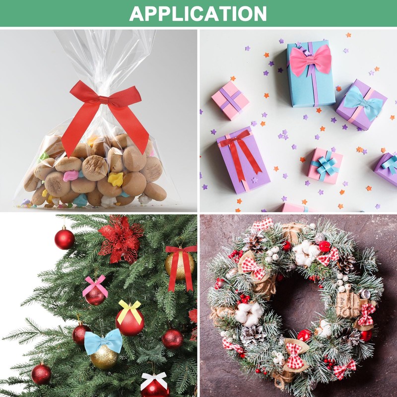 M METERXITY 100-Pack Satin Ribbon Twist Tie Bows, 7x5 Inch