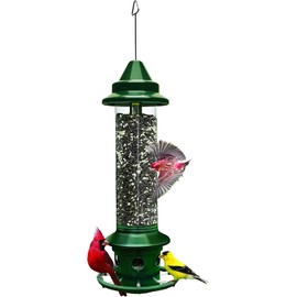 Squirrel Buster Plus Squirrel-proof Bird Feeder w/Cardinal Ring and 6 Feeding Ports, 5.1-pound Seed Capacity, Adjustable, Pole-mountable (POLE ADAPTOR SOLD SEPARATELY), Green