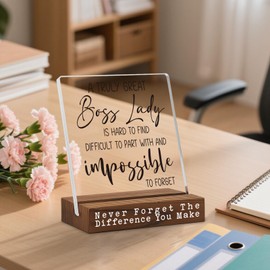 Boss Lady Appreciation Acrylic Desk Sign, Gift for Women Leader Manager Mentor, Inspirational Quote Plaque, Thank You Present for Promotion Retirement Office Decor Farewell Keepsake TZ303