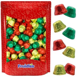 Fruidles Christmas Bells Chocolate, Milk Chocolate Party Bag Fillers, Individually Wrapped Foils, Resealable Bag, Kosher Certified Dairy (1 Pound)