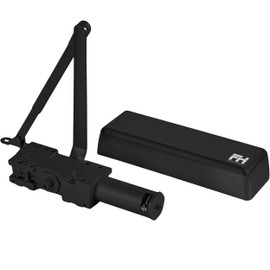 Finsbury FH‑9500 Commercial Door Closer, Heavy Duty Grade 1 Aluminum, Hydraulic Auto Close, Adjustable Spring 1–6, UL 3‑Hour Fire Rated, ADA Compliant, Surface Mount for High Traffic Doors (Black)