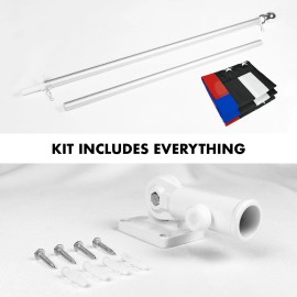 G128 5 Feet Tangle Free Spinning Flagpole (Silver) Thin Blue&Red Line Flag