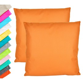 JACK Set of 2 Outdoor Cushion Covers, 45 x 45 cm, Waterproof Seat Cushion, Lounge Cushion, Garden Chair, Lotus Effect, Colour: Orange
