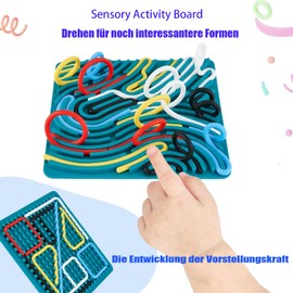 Sensorik Activity Board Double-Sided Activity Board Sensory Activity Board for Children 3+ & Adults for Calming, Anxiety, ADHD and Autism, Travel Bag & 15 Cords (Green)