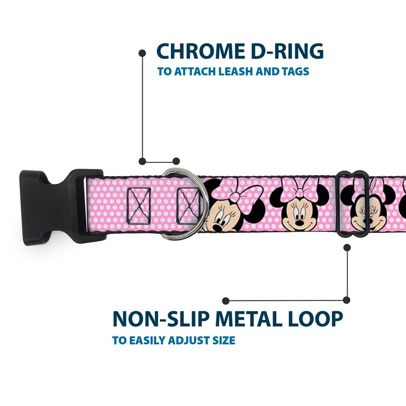 Buckle Down Minnie Mouse Expressions Polka Dot Pink/White Plastic Clip