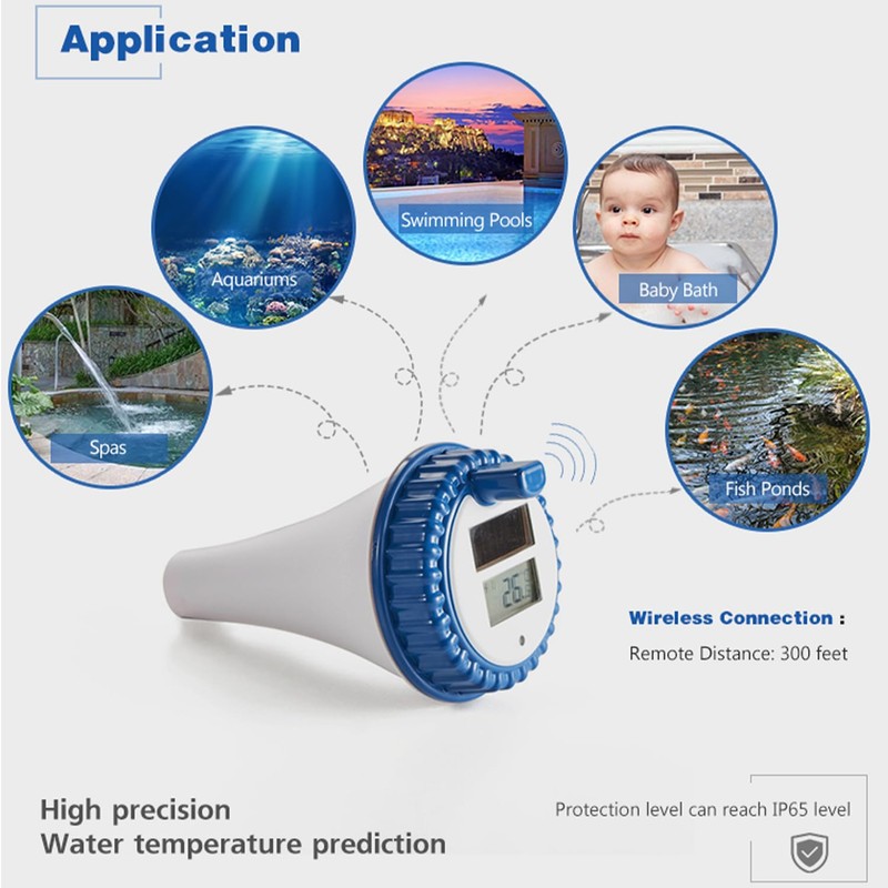 Wscodyr Pool Multi-Function Floating Wireless Digital Hygrometer Thermometer, Indoor and