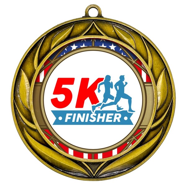 All Quality 5K Finisher Wreath Design Medal - (1 Pack)