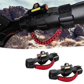 MACHSWON 2 Pack Grab Handles Roll Bar Paracord for jeep Wrangler Accessories Sahara Freedom Rubicon CJ YJ TJ JL JK LJ JLU JKU,Gladiator JT 1955-2023 Interior Accessory,Grip Handle with LED Light