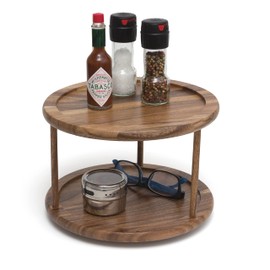 Lipper International 1302 Acacia Wood 2-Tier 10" Kitchen Turntable