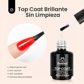 Beetles Esmalte en gel, 3 piezas de 15 ml de gel base y capa superior sin necesidad de limpiar, juego de esmaltes de uñas en gel mate, acabado brillan