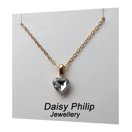 Daisy Philip Crystal Heart Necklace - Gold Plated with Crystal