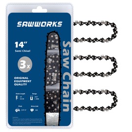 3-Pack 14 Inch Chainsaw Chain, 3/8" LP Pitch .043" Gauge 50 Drive Links for 61PMM3-50 STIHL MS170, MS180C, MS193T, MS194T - 36100050050, R50 and More