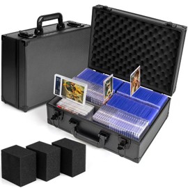 MewVeer Top Loaders Storage Box with key lock - Hard Case Holds up to 600+ Top loaders or 130+ 35pt One Touch, Trading Card Case Sports Card Storage Box
