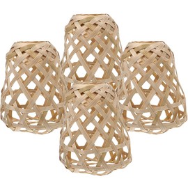 4pcs Bamboo Lampshade Mini Baskets Lampshades for Table Lamp Bells for Crafts Table Lamp Lampshade Chandelier Light Cover Wicker Pendant Lamp Shade Decorative Lamp Shades Handmade