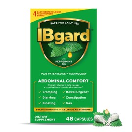 IBgard Gut Health Supplement, Peppermint Oil Capsules for Abdominal Comfort, 48 Capsules