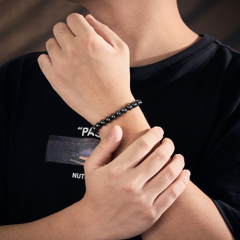 Seyaa Hematite Bracelet Natural Stone Beaded Stretch Bracelets Gifts for