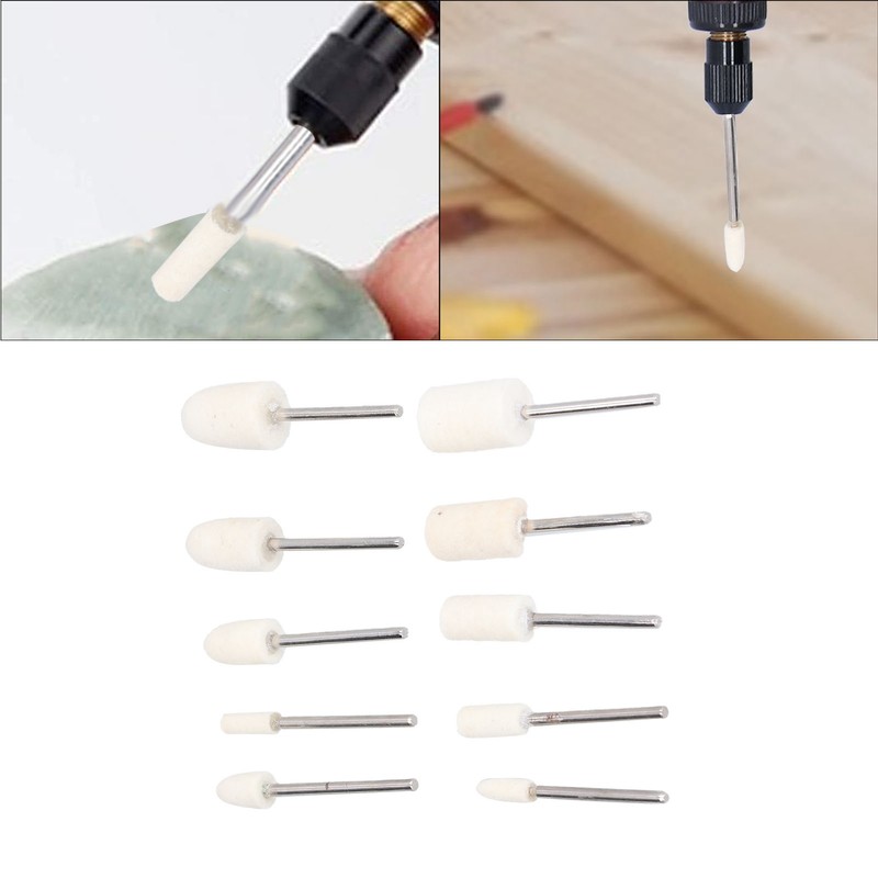 100Pcs Polishing Head Wool Felt Tapered Cylindrical Buffing Wheel Set