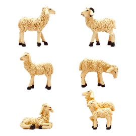 Set of 6 White Sheep 15cm Resin Sheep for Nativity Scene 9cm Nativity Scene Animals Nativity Scene Christmas Landscape Christmas Scenario