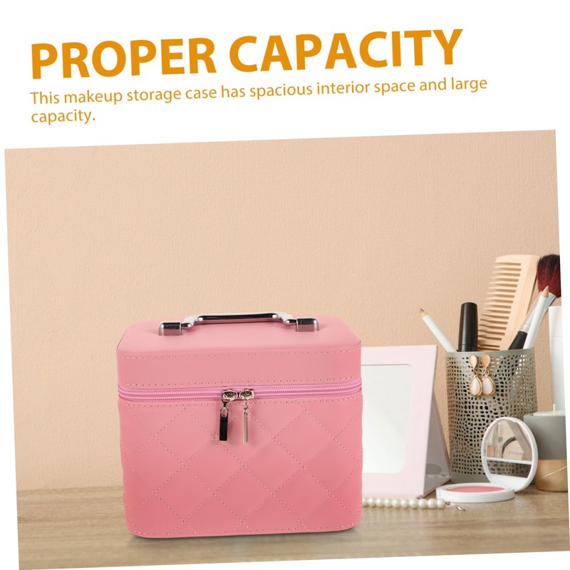 TOVINANNA Chic Quilted Makeup Organizer Case Spacious Travel Cosmetic Storage