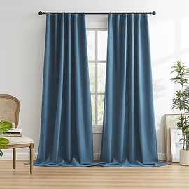 KEQIAOSUOCAI - Cortinas cortas, opacas, color azul vaquero, persianas de 45 pulgadas, para RV, cortinas anchas y estrechas para baño, niños, cuarto de bebé, recámara, ancho 34 x largo 45 pulgadas