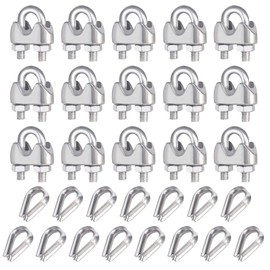 Pack of 15 Stainless Steel Clamp M3 Rope Clamp Wire Rope Thimbles U-bolt Clamp for Wire Rope Wire Rope Clamp for Wire Rope, Steel Cable M3