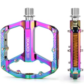 CXWXC Bicycle Pedals with Reflectors 9/16 Inch CNC Aluminium MTB Pedals Lightweight Non-Slip for Mountain Bike, City Bike, Road Bike