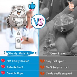 Cute Nurse Badge Reel Retractable Funny Embrace Chaos Bear Badges Holder Nursing Accessories ID Clip for Doctor Student Teacher Healthcare Medical Winter Badge Reels RN Office Gifts