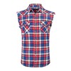 NUTEXROL Men's Casual Flannel Plaid Shirt Sleeveless Cotton Plus Size