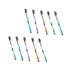 NOLITOY 10pcs Super Soft Bamboo Charcoal Toothbrushes Household for Men Women Random Style