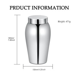 Large Urns for Human Ashes Cremation Urns for Dogs Cat Ashes Stainless Steel Urns Funeral Memorial Keepsake for Human Pet Ash Holder