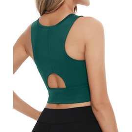 HALIITA High Impact Sports Bra for Women - Removable Padded Yoga Racerback Bra, Workout Crop Tops for Gym, Running & Daily Wear(Green XL)