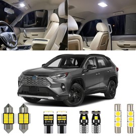 Xpismii 8 Piece 6000K White RAV4 LED Interior Light Kit Package Replacement for Toyota RAV4 2016 2017 2018 2019 2020 2021, with Placement Diagram and Install Tool