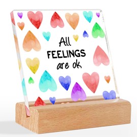 Mental Health Gifts, School Counselor Gifts, Counseling Office Must Haves Decor, Positive Affirmations Acrylic Sign With Wooden Stand, Inspirational Gift for Counseling Therapy Office Students