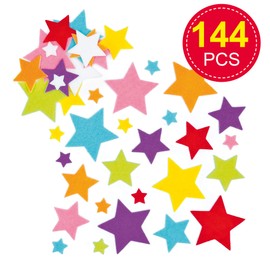 Baker Ross EF944 Felt Star Stickers for Kids' Crafts and Art Projects, Cards, Party Bags, and Decorations (Pack of 144)