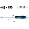 Vessel Megadora Standard Screwdriver, 8 x 150, 900