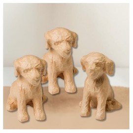 Factory Direct Craft Unfinished Paper Mache Puppies Set of 3 for DIY Crafting Birthday Party or Baby Shower Decorating (7 Inches High x 5 Inches Wide)