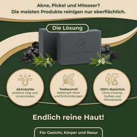 Larum Sports Black Soap - Against Acne and Pimples, 2 x 85 g