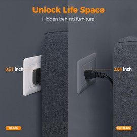 Surge Protector Power Strip Tower, TESSAN 10 ft Flat Extension Cord with Multiple Outlets, 8 AC Outlets 4 USB Ports (1 USB C), Charging Station with Surge Protection for Home Office Dorm, Black